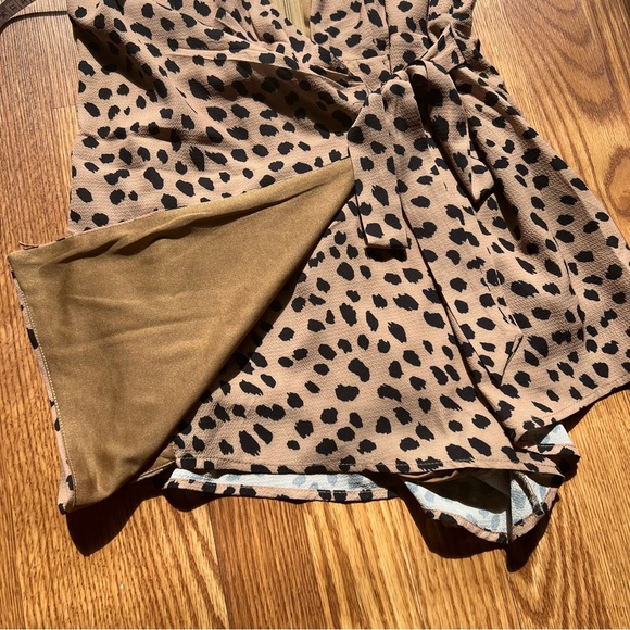 Cheetah Print Wrap-Front Romper - Picture 11 of 15